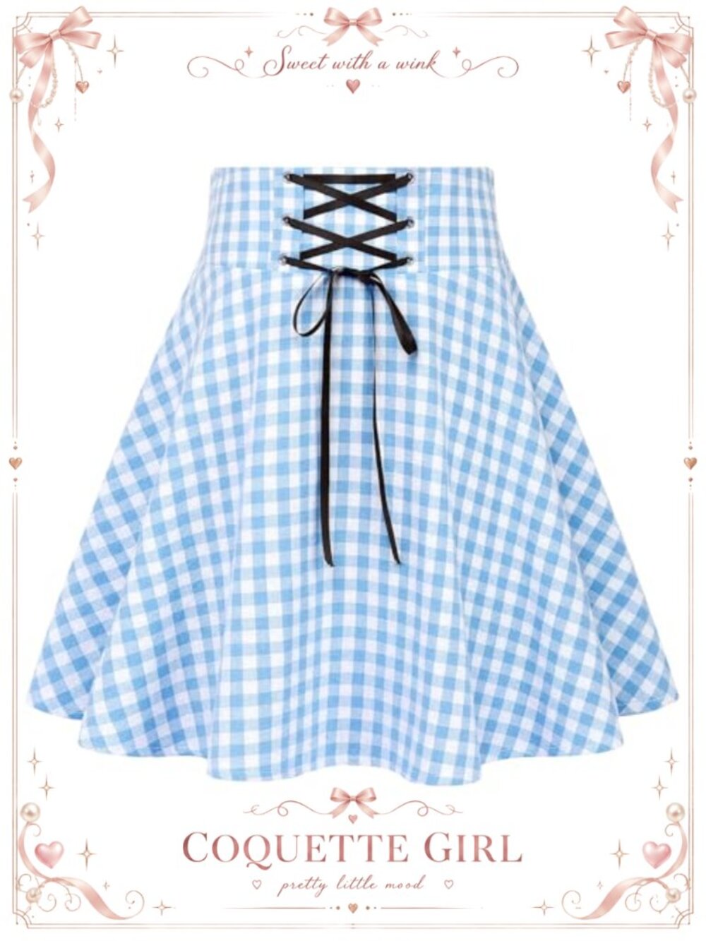 Plaid Mini Skirt High Waist Lace Up A-Line Flared Pleated Skirt